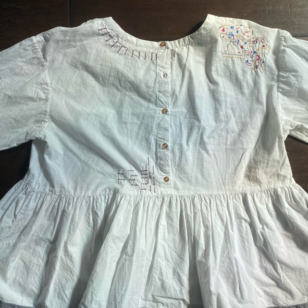 Holding Horses White Cotton Blouse with Colorful Embroidery Boho Hippie - Picture 8 of 13